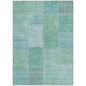 Homeroots 3' Stylish Green Copper And Mint Patchwork Washable Rug For Indoor Outdoor Spaces, Durable & Versatile 9' X 12' Polyester 580698