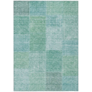 Homeroots 3' Stylish Green Copper And Mint Patchwork Washable Rug For Indoor Outdoor Spaces, Durable & Versatile 10' X 14' Polyester 580699