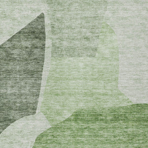 Homeroots 3' Abstract Washable Area Rug In Olive And Fern Green For Stylish Indoor And Outdoor Spaces 3' X 5' Polyester 580700