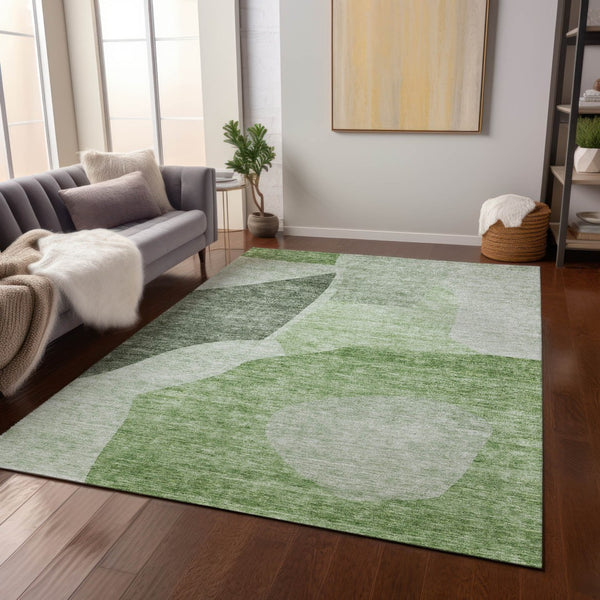 Homeroots 3' Abstract Washable Area Rug In Olive And Fern Green For Stylish Indoor And Outdoor Spaces 3' X 5' Polyester 580700