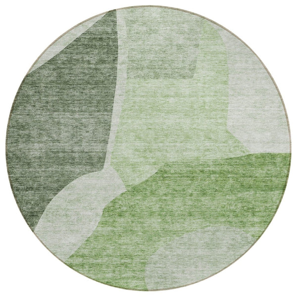 HomeRoots 5' Olive Green and Fern Abstract Area Rug – Stylish, Washable, Indoor/Outdoor Decor for Any Space 8' Round 580702