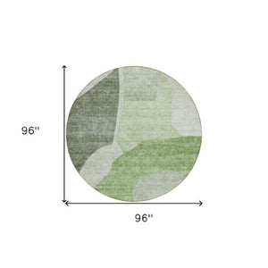 Homeroots 3' Abstract Washable Area Rug In Olive And Fern Green For Stylish Indoor And Outdoor Spaces 8' Round Polyester 580702