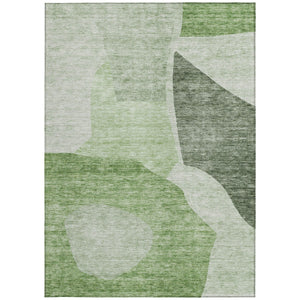 Homeroots 3' Abstract Washable Area Rug In Olive And Fern Green For Stylish Indoor And Outdoor Spaces 8' X 10' Polyester 580703