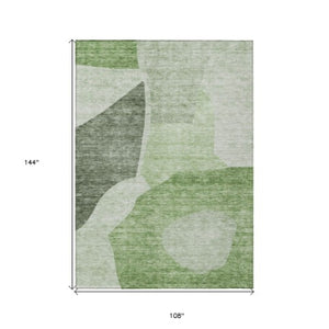 Homeroots 3' Abstract Washable Area Rug In Olive And Fern Green For Stylish Indoor And Outdoor Spaces 9' X 12' Polyester 580704