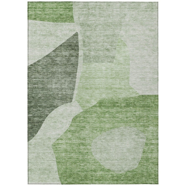 HomeRoots 9' Abstract Olive and Fern Green Washable Area Rug for Indoor and Outdoor Durability and Style 9' X 12' 580704