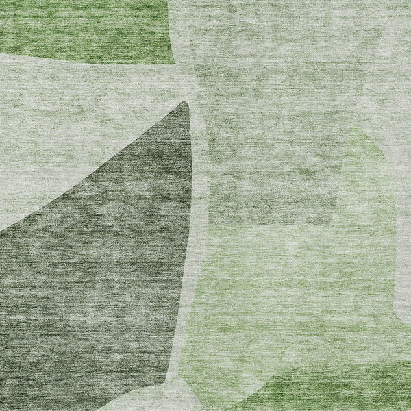 Homeroots 3' Abstract Washable Area Rug In Olive And Fern Green For Stylish Indoor And Outdoor Spaces 9' X 12' Polyester 580704