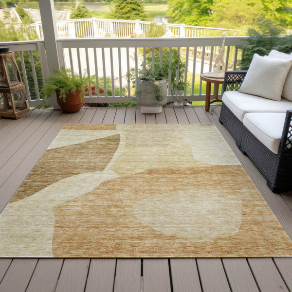 Homeroots 3' Abstract Washable Area Rug In Olive And Fern Green For Stylish Indoor And Outdoor Spaces 3' X 5' Polyester 580706