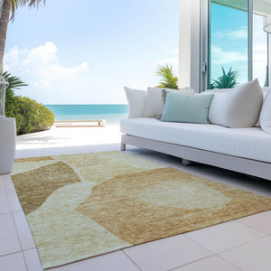 Homeroots 3' Abstract Washable Area Rug In Olive And Fern Green For Stylish Indoor And Outdoor Spaces 3' X 5' Polyester 580706