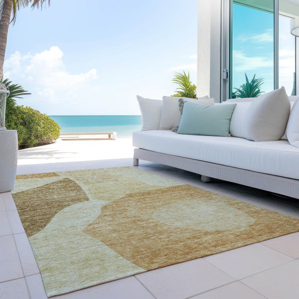 Homeroots 3' Abstract Washable Area Rug In Olive And Fern Green For Stylish Indoor And Outdoor Spaces 3' X 5' Polyester 580706