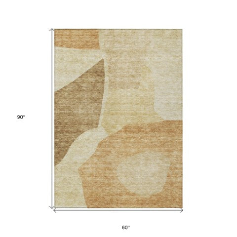 Homeroots 3' Abstract Washable Area Rug In Olive And Fern Green For Stylish Indoor And Outdoor Spaces 5' X 8' Polyester 580707