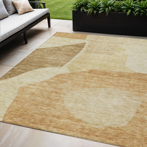 Homeroots 3' Abstract Washable Area Rug In Olive And Fern Green For Stylish Indoor And Outdoor Spaces 5' X 8' Polyester 580707