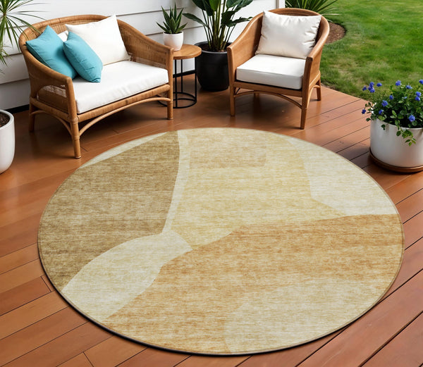 Homeroots 3' Abstract Washable Area Rug In Olive And Fern Green For Stylish Indoor And Outdoor Spaces 8' Round Polyester 580708
