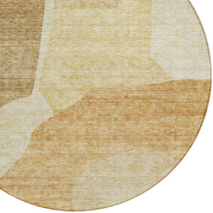 Homeroots 3' Abstract Washable Area Rug In Olive And Fern Green For Stylish Indoor And Outdoor Spaces 8' Round Polyester 580708