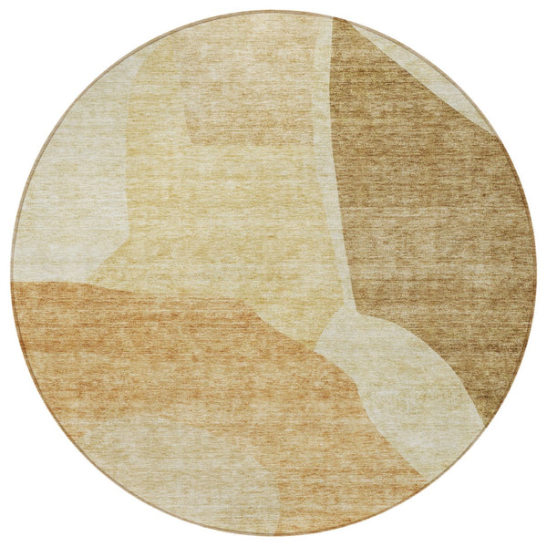 Homeroots 3' Abstract Washable Area Rug In Olive And Fern Green For Stylish Indoor And Outdoor Spaces 8' Round Polyester 580708