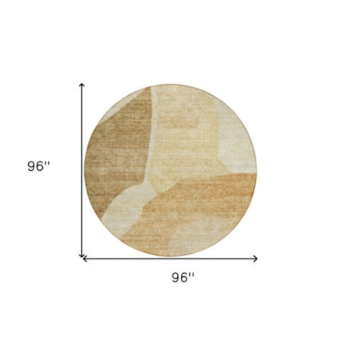 Homeroots 3' Abstract Washable Area Rug In Olive And Fern Green For Stylish Indoor And Outdoor Spaces 8' Round Polyester 580708