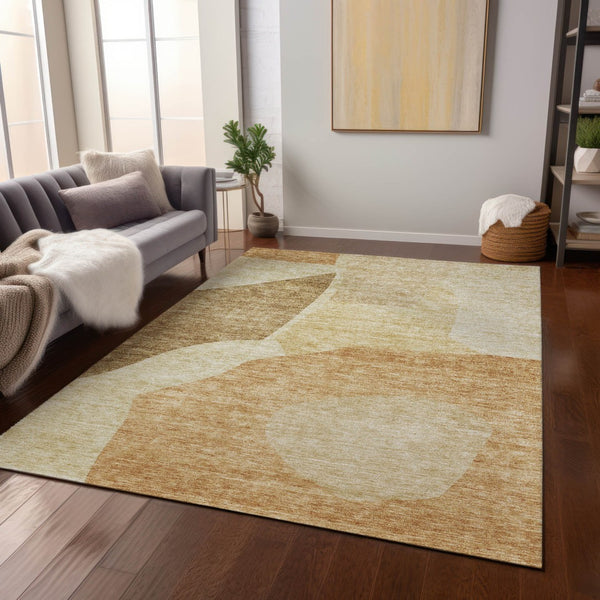 Homeroots 3' Abstract Washable Area Rug In Olive And Fern Green For Stylish Indoor And Outdoor Spaces 8' X 10' Polyester 580709