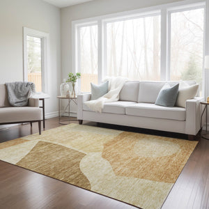 Homeroots 3' Abstract Washable Area Rug In Olive And Fern Green For Stylish Indoor And Outdoor Spaces 8' X 10' Polyester 580709