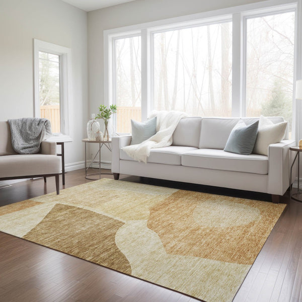 Homeroots 3' Abstract Washable Area Rug In Olive And Fern Green For Stylish Indoor And Outdoor Spaces 8' X 10' Polyester 580709