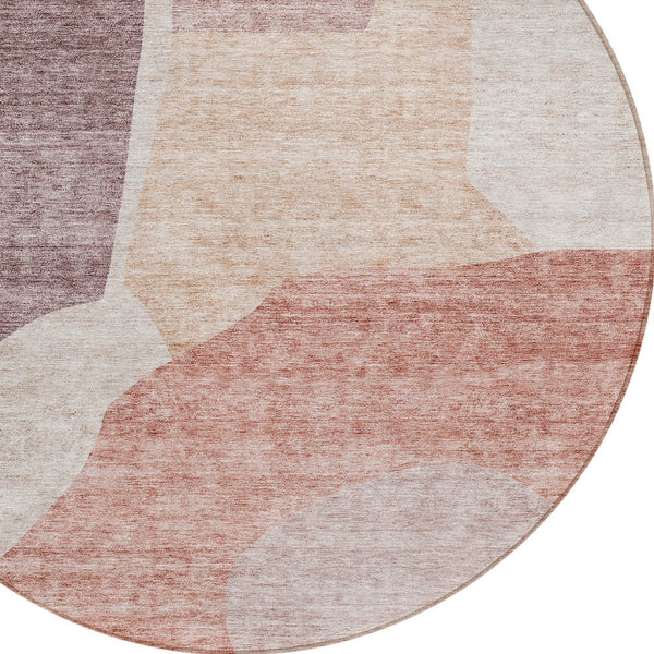 Homeroots 3' Abstract Washable Area Rug In Olive And Fern Green For Stylish Indoor And Outdoor Spaces 8' Round Polyester 580714