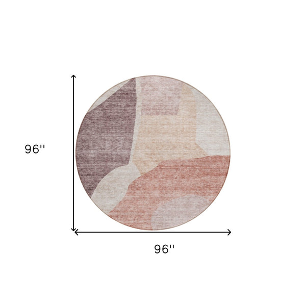 Homeroots 3' Abstract Washable Area Rug In Olive And Fern Green For Stylish Indoor And Outdoor Spaces 8' Round Polyester 580714