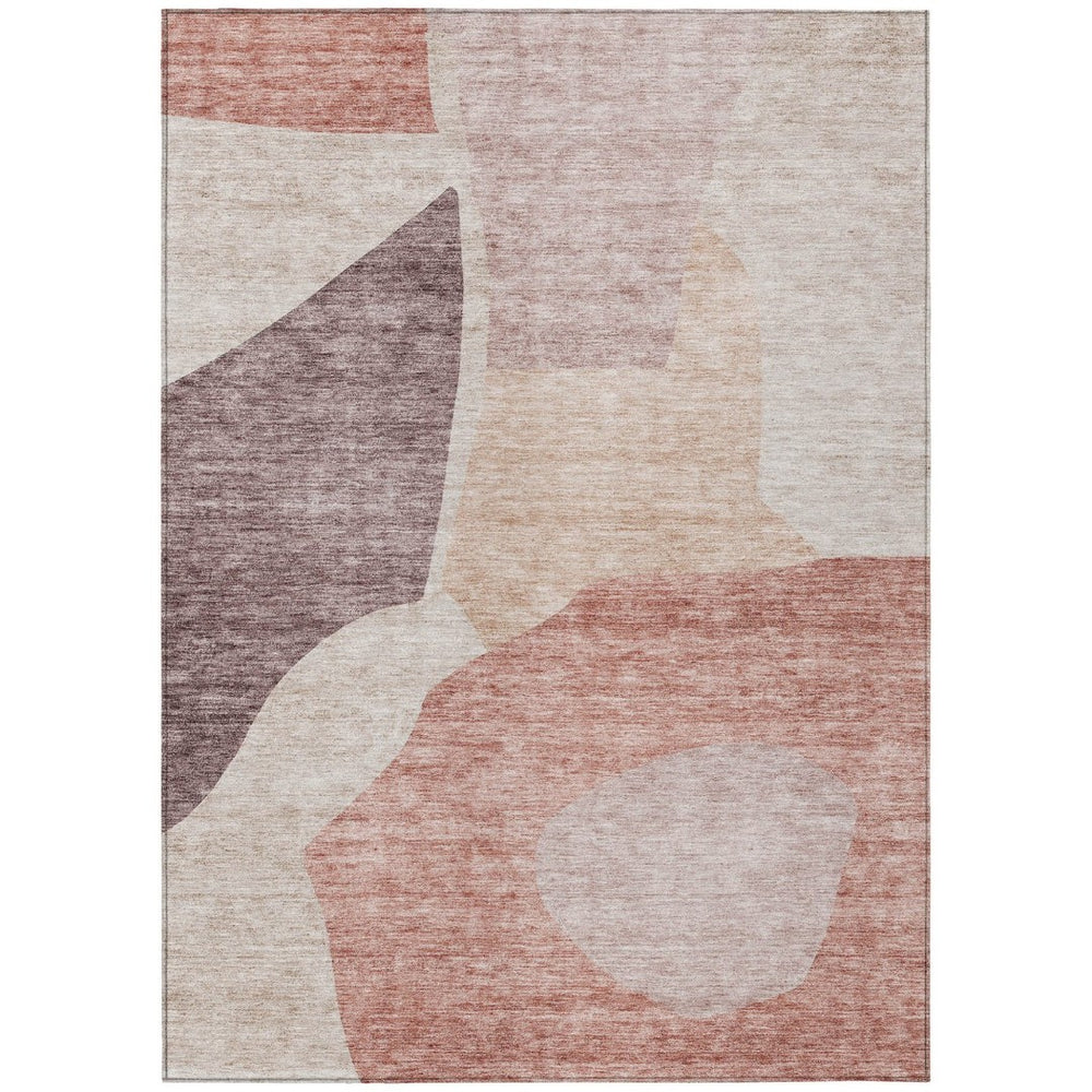 HomeRoots 9' Blush Pink and Mauve Abstract Washable Area Rug – Durable, Stylish Design for Indoor and Outdoor Use 9' X 12' 580716