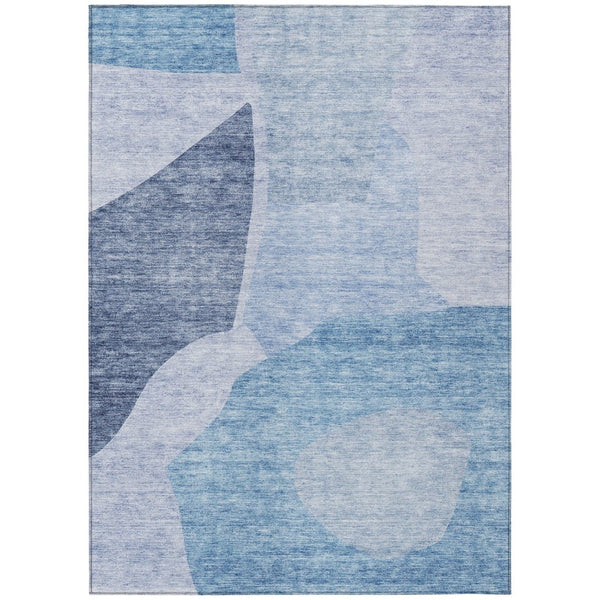 HomeRoots 9' Denim Blue Navy Abstract Area Rug - Durable Washable Design for Indoor & Outdoor Spaces 9' X 12' 580722