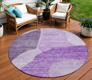 Homeroots 3' Abstract Washable Area Rug In Olive And Fern Green For Stylish Indoor And Outdoor Spaces 8' Round Polyester 580726