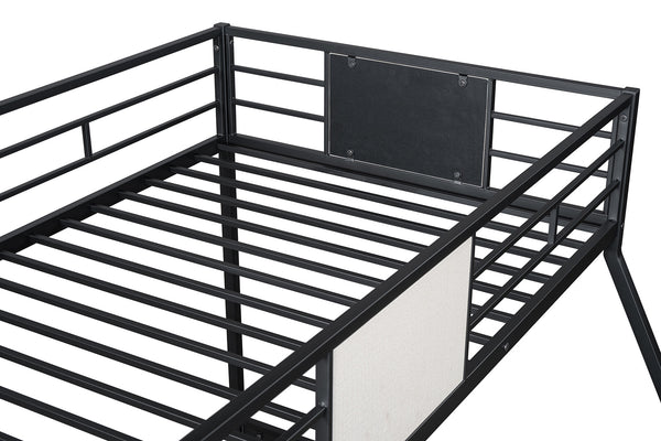 English Elm Contemporary Twin-over-Full Bunk Bed with Sturdy Metal Frame, Two-Tone Finish, Space-Saving Design Black 77 L x 14 W x 10 H B2741P347311