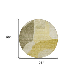 Homeroots 3' Abstract Washable Area Rug In Olive And Fern Green For Stylish Indoor And Outdoor Spaces 8' Round Polyester 580732