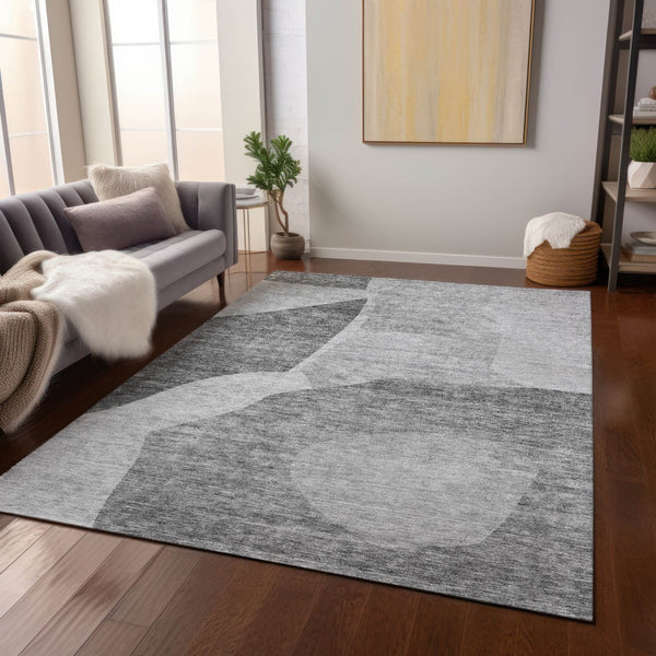 Homeroots 3' Abstract Washable Area Rug In Olive And Fern Green For Stylish Indoor And Outdoor Spaces 3' X 5' Polyester 580736