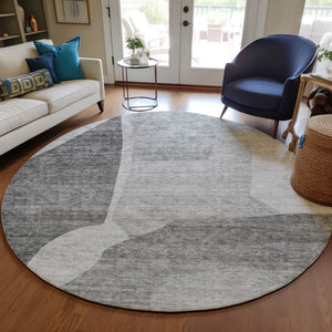 Homeroots 3' Abstract Washable Area Rug In Olive And Fern Green For Stylish Indoor And Outdoor Spaces 8' Round Polyester 580738