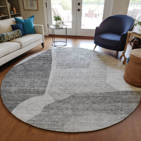 Homeroots 3' Abstract Washable Area Rug In Olive And Fern Green For Stylish Indoor And Outdoor Spaces 8' Round Polyester 580738