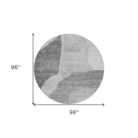 Homeroots 3' Abstract Washable Area Rug In Olive And Fern Green For Stylish Indoor And Outdoor Spaces 8' Round Polyester 580738