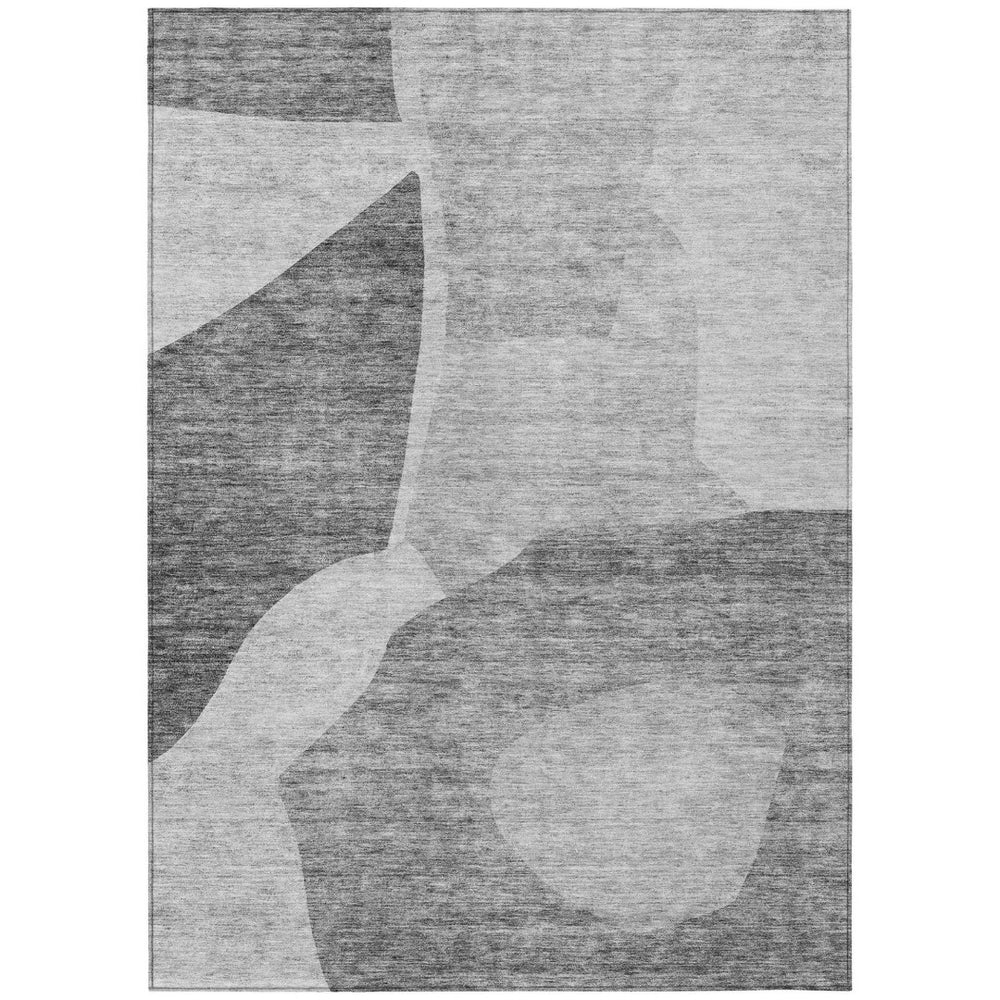 HomeRoots 5' Silver Gray & Graphite Abstract Area Rug – Stylish, Washable, Durable for Indoor & Outdoor Use 10' X 14' 580741