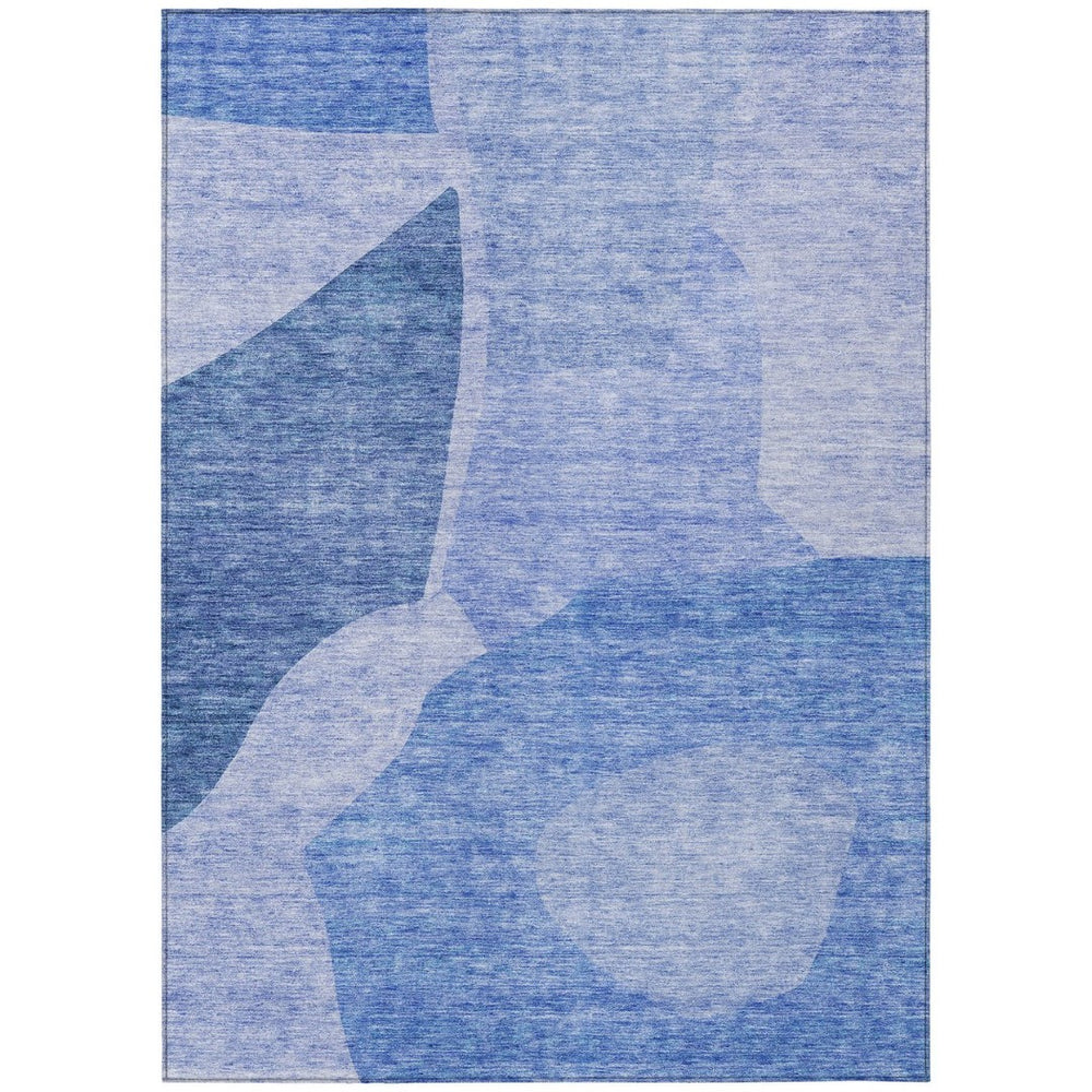 HomeRoots 5' Navy Blue and Denim Abstract Area Rug – Stylish, Durable, Washable for Indoor and Outdoor Spaces 8' X 10' 580745