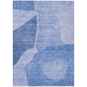 HomeRoots 9' Navy Blue and Denim Abstract Washable Area Rug – Durable, Stylish, Perfect for Indoor & Outdoor Use 9' X 12' 580746