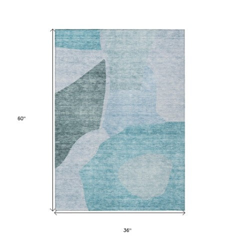 Homeroots 3' Abstract Washable Area Rug In Olive And Fern Green For Stylish Indoor And Outdoor Spaces 3' X 5' Polyester 580748