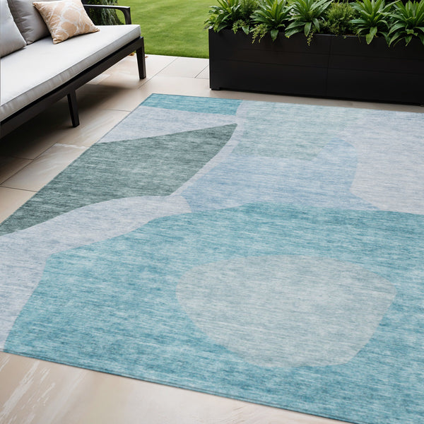 Homeroots 3' Abstract Washable Area Rug In Olive And Fern Green For Stylish Indoor And Outdoor Spaces 5' X 8' Polyester 580749