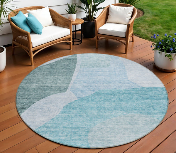 Homeroots 3' Abstract Washable Area Rug In Olive And Fern Green For Stylish Indoor And Outdoor Spaces 8' Round Polyester 580750
