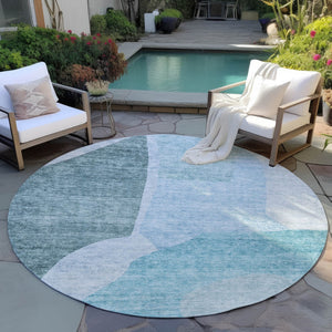 Homeroots 3' Abstract Washable Area Rug In Olive And Fern Green For Stylish Indoor And Outdoor Spaces 8' Round Polyester 580750