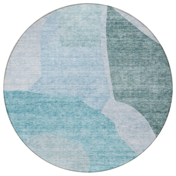 Homeroots 3' Abstract Washable Area Rug In Olive And Fern Green For Stylish Indoor And Outdoor Spaces 8' Round Polyester 580750