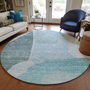 Homeroots 3' Abstract Washable Area Rug In Olive And Fern Green For Stylish Indoor And Outdoor Spaces 8' Round Polyester 580750