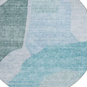 Homeroots 3' Abstract Washable Area Rug In Olive And Fern Green For Stylish Indoor And Outdoor Spaces 8' Round Polyester 580750