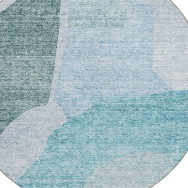 Homeroots 3' Abstract Washable Area Rug In Olive And Fern Green For Stylish Indoor And Outdoor Spaces 8' Round Polyester 580750