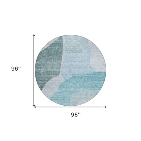 Homeroots 3' Abstract Washable Area Rug In Olive And Fern Green For Stylish Indoor And Outdoor Spaces 8' Round Polyester 580750