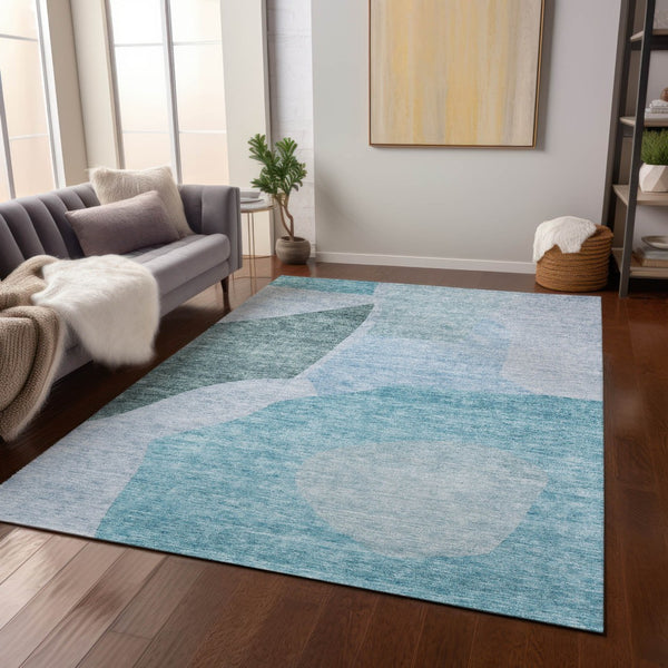 Homeroots 3' Abstract Washable Area Rug In Olive And Fern Green For Stylish Indoor And Outdoor Spaces 10' X 14' Polyester 580753