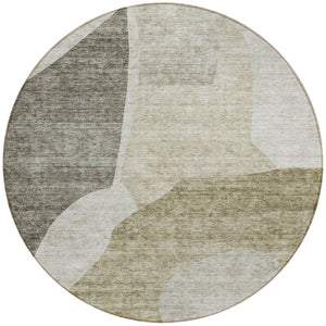 Homeroots 3' Abstract Washable Area Rug In Olive And Fern Green For Stylish Indoor And Outdoor Spaces 8' Round Polyester 580756