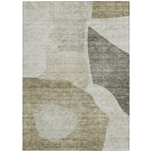 Homeroots 3' Abstract Washable Area Rug In Olive And Fern Green For Stylish Indoor And Outdoor Spaces 8' X 10' Polyester 580757