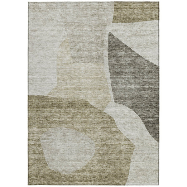 Homeroots 3' Abstract Washable Area Rug In Olive And Fern Green For Stylish Indoor And Outdoor Spaces 8' X 10' Polyester 580757