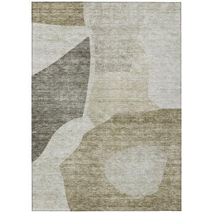 Homeroots 3' Abstract Washable Area Rug In Olive And Fern Green For Stylish Indoor And Outdoor Spaces 9' X 12' Polyester 580758
